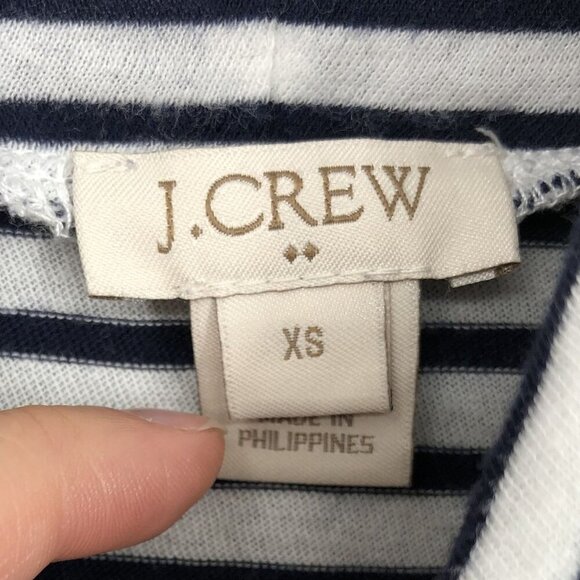 J.Crew Womens Striped Tissue Turtleneck Top XS Navy White Cotton Nautical Preppy - Picture 3 of 7